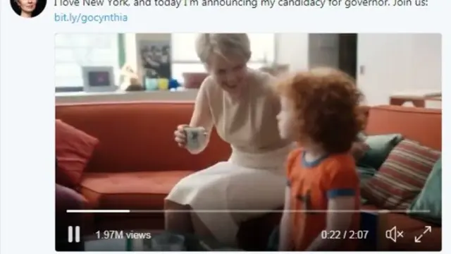 Pengumuman Cynthia Nixon di twitter. © twitter.com/cynthianixon
