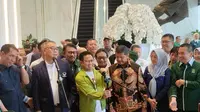 Ketum PKB Muhaimin Iskandar alias Cak Imin menyambangi Nasdem Tower. Cak Imin datang untuk membuka rapat pemenangan pasangan Anies Baswedan - Muhaimin Iskandar (Amin) di Pilpres 2024. (Liputan6.com/Winda Nelfira)