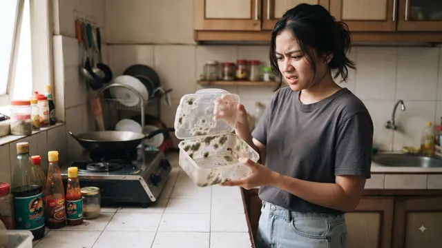 Membersihkan Tempat Makan yang Berjamur