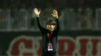 Pelatih Timnas Indonesia, Shin Tae-yong dalam laga melawan Curacao di Stadion Pakansari, Bogor, Selasa (27/9/2022) malam WIB. (Bola.com/Muhammad Iqbal Ichsan)