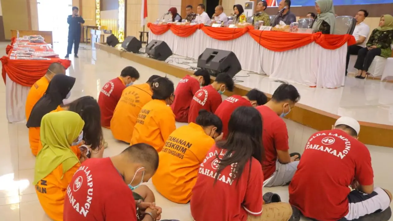 15 tersangka kasus perdagangan orang di Lampung diamankan polisi. Foto : (Istimewa).