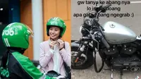 Viral Ojek Online Pakai Motor Harley Davidson, Bikin Geger Warganet. (Sumber: Grab Indonesia dan TikTok/salmonshasimii)