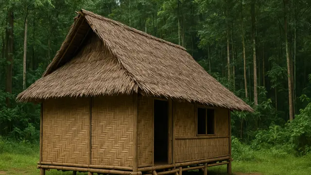 Rumah Lawas dari Anyaman Bambu Sederhana Penuh Kenangan (Foto: ChatGPT)
