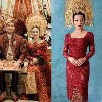 Saat momen resepsi pernikahannya, Salshabilla Adriani kembali mengenakan karya Didiet Maulana. [@morden.co]