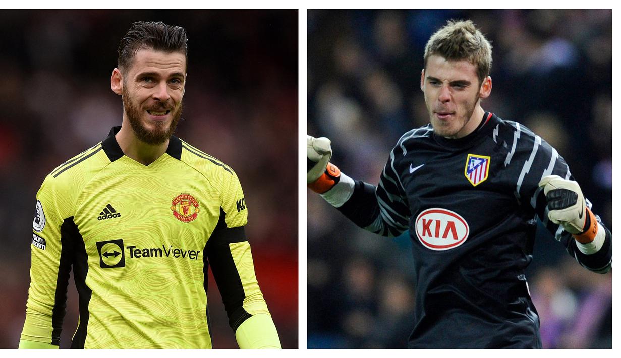 Sebagai dua klub besar di Eropa, Manchester United dan Atletico Madrid pernah diperkuat beberapa pemain hebat di masanya. Bahkan, ada 5 pemain yang pernah memperkuat keduanya dan menyisakan David De Gea hingga musim ini. Siapa saja pemain lainnya? Yuk disimak. (Kolase AFP)