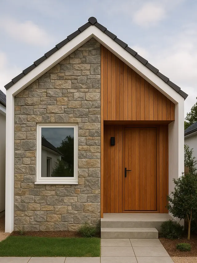 Inspirasi Fasad Rumah Tipe 21 dengan Aksen Kayu