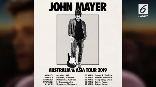 John Mayer mengumumkan tur Australia dan Asia 2019. Dalam daftar kota yang akan ia kunjungi, tertulis Jakarta pada bulan April 2019.