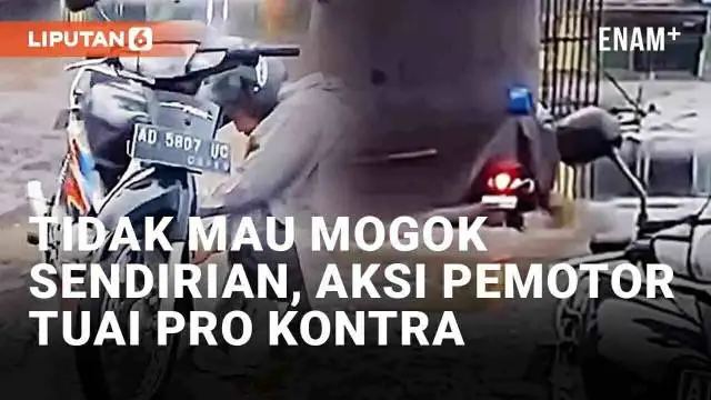 VIDEO: Tidak Mau Mogok Sendirian Usai Lewati Genangan, Aksi Cuek Pemotor Tuai Pro Kontra