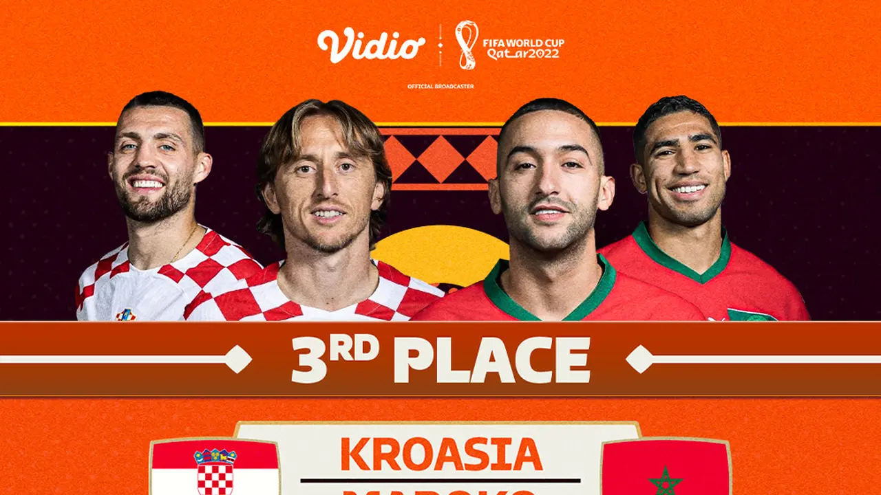 Link Live Streaming Piala Dunia 2022 : Kroasia vs Maroko di Vidio, 17 Desember 2022