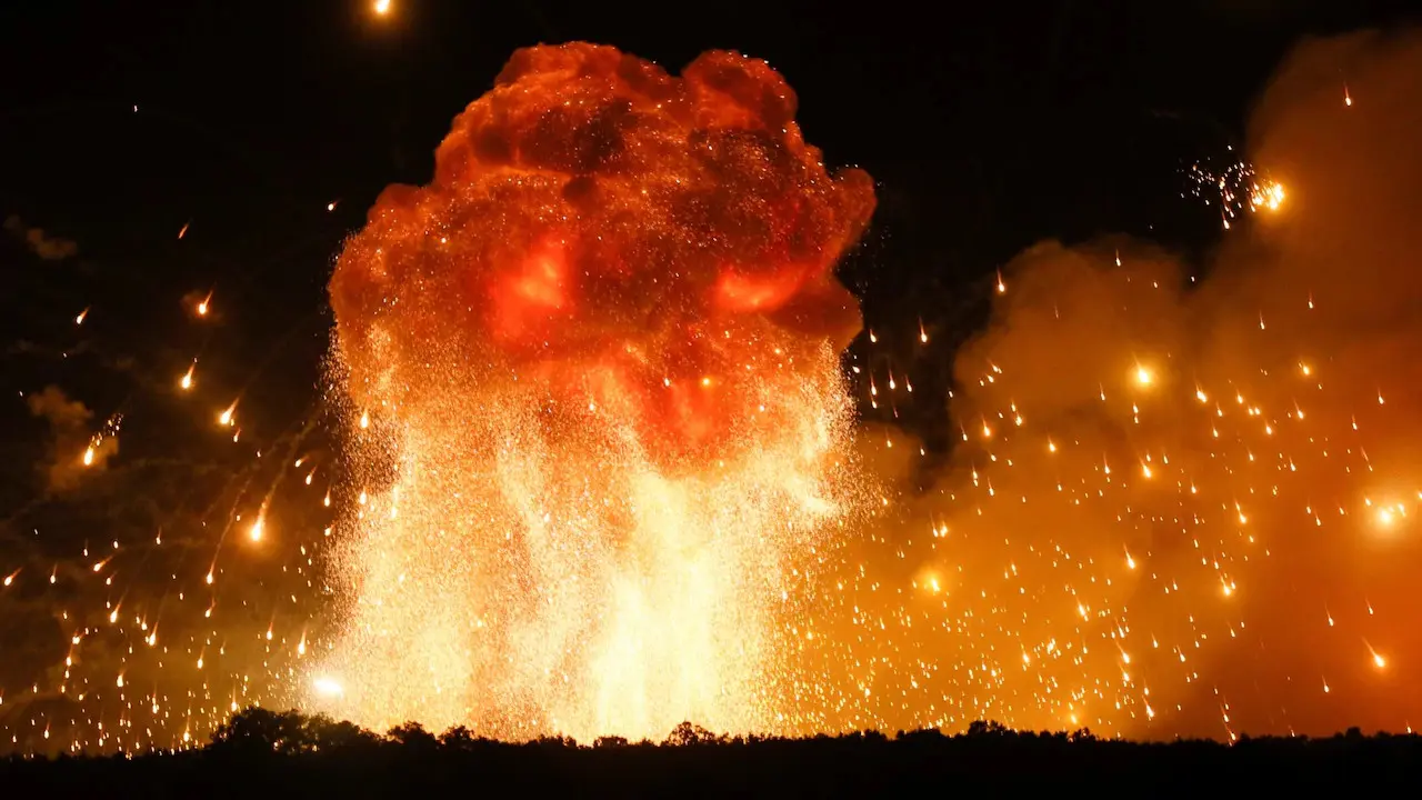 Gudang senjata yang meledak di Kalynivka, Ukraina (AP)
