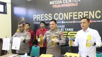 Kabid Humas Polda Gorontalo Kombes Pol Wahyu Tri Cahyono menggelar saat Konferensi Pers (Arfandi Ibrahim/Gorontalo)