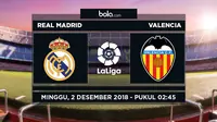 Jadwal La Liga 2018-2019 pekan ke-14, Real Madrid vs Valencia. (Bola.com/Dody Iryawan)
