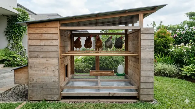 Desain Kandang Ayam dengan Tempat Bertengger/Gemini