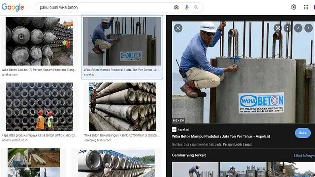 Gambar Tangkapan Layar Pencarian Foto di Situs Google.