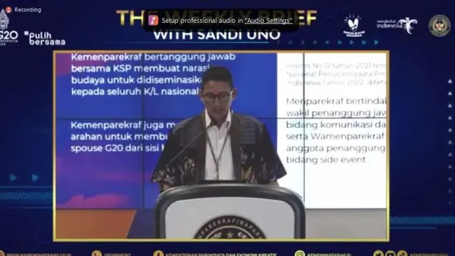 Menparekraf Sandiaga Uno di The Weekly Brief with Sandi Uno