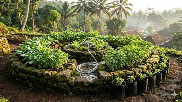 Desain Kebun Sayur Cepat Panen di Lahan 2x3 Meter. AI