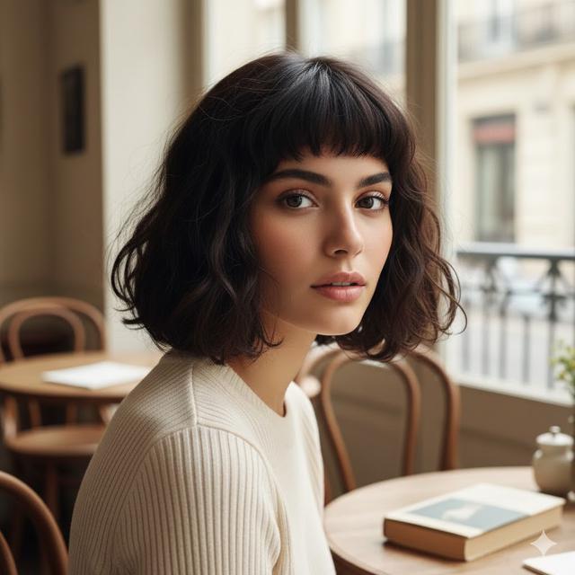 3. French Bob dengan Micro-Bangs