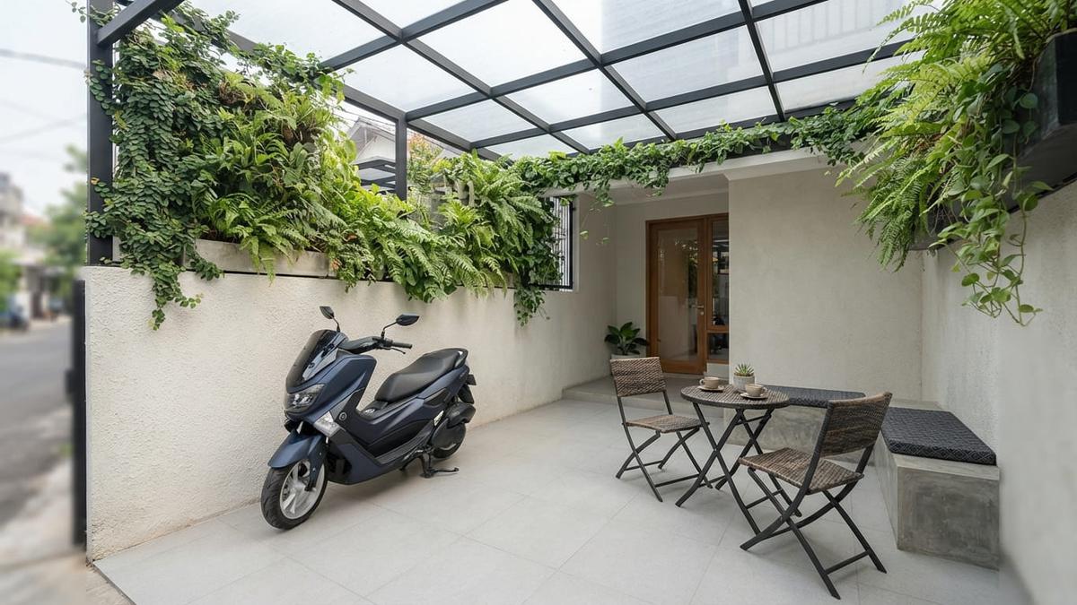 7 Desain Garasi Motor yang Menyatu dengan Teras untuk Rumah Sempit, Solusi Pintar Hunian Minimalis