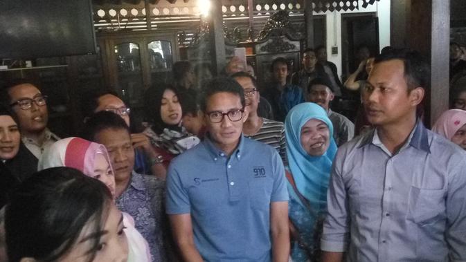 Bakal cawapres 2019 Sandiaga Uno berdialog dengan pengusaha milenial di Yogyakarta (Liputan6.com/ Switzy Sabandar)