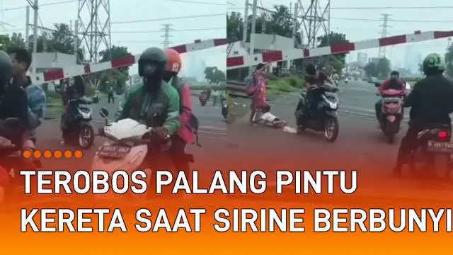 Aksi pemotor terobos palang pintu kereta saat sirine berbunyi mengundang perhatian