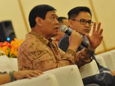 Menteri Koordinator Politik Hukum dan Kemanan (Menkopolhukam) Tedjo Edhy Purdijatno saat menghadiri acara diskusi “Terbukanya Papua Bagi Jurnalis Asing”, di Auditorium Adhyana, Wisma Antara, Jakarta, Selasa (26/5/2015). (Liputan6.com/Andrian M Tunay)