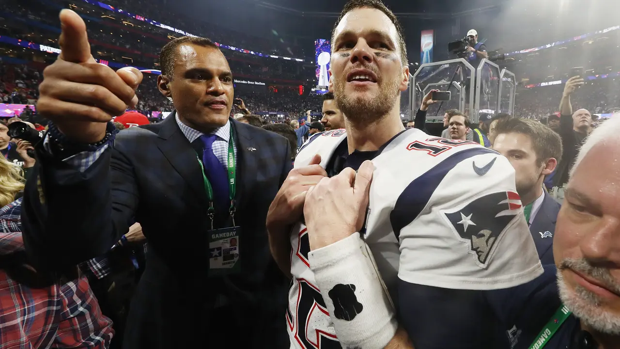Tom Brady menjadi pemain tertua yang memenangi Super Bowl mengalahkan catatan Peyton Manning. (AFP/Jamie Squire)