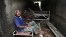 Mereka berlindung di beberapa lokasi yang dianggap aman, seperti pagoda, sekolah, dan tempat lainnya. Tampak dalam foto, petani Thailand, Boonkerd Yudeerum, duduk di dalam bunker bersama keluarganya di provinsi Surin pada Rabu 10 Desember 2025, selama bentrokan di sepanjang perbatasan Thailand-Kamboja. (Lillian SUWANRUMPHA/AFP)