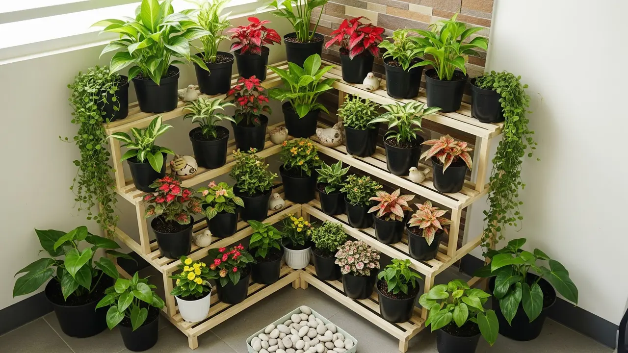 Model Kebun Tanaman Hias di Teras 1x2 Meter