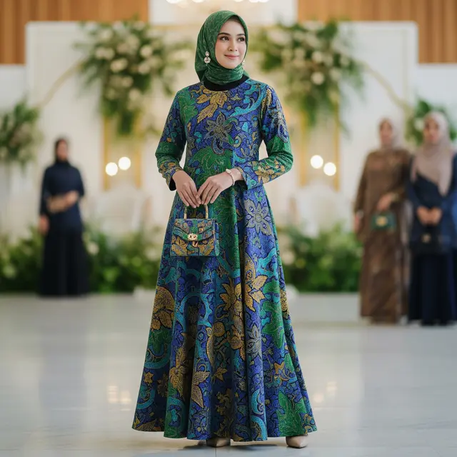 9 Model Gamis Batik untuk Perkumpulan Wanita