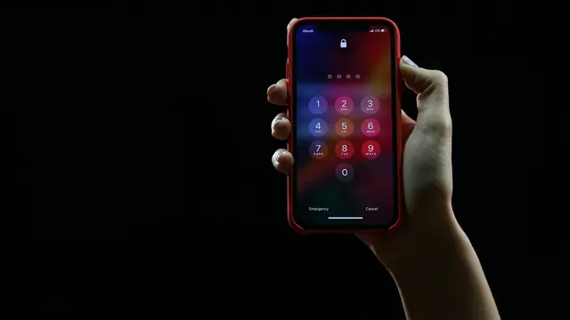 Illustration of Hand Holding a Locked Phone