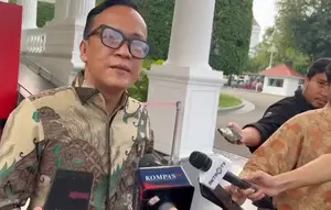 Ketua Umum Relawan Jokowi Mania (JoMan), Immanuel Ebenezer saat menghadiri acara buka puasa bersama (Bukber) di Istana Kepresidenan, Jakarta, Senin 1 April 2024. (Liputan6.com/Lizsa Egeham)