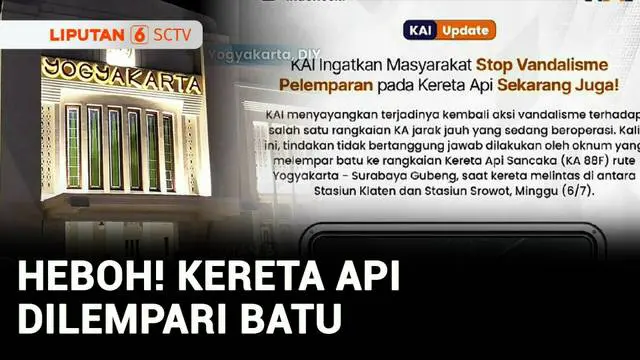 VIDEO: Kereta Api Jogja-Surabaya Dilempari Batu, Penumpang Wanita Kena Serpihan Kaca