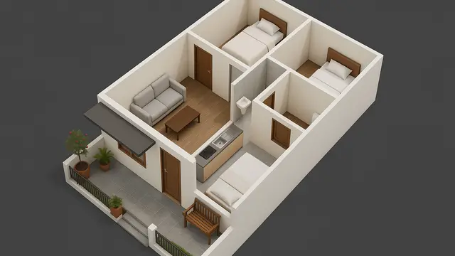 7 Model Rumah Sederhana Minimalis 6x12 dengan 2 Kamar, Nyaman untuk Keluarga Kecil