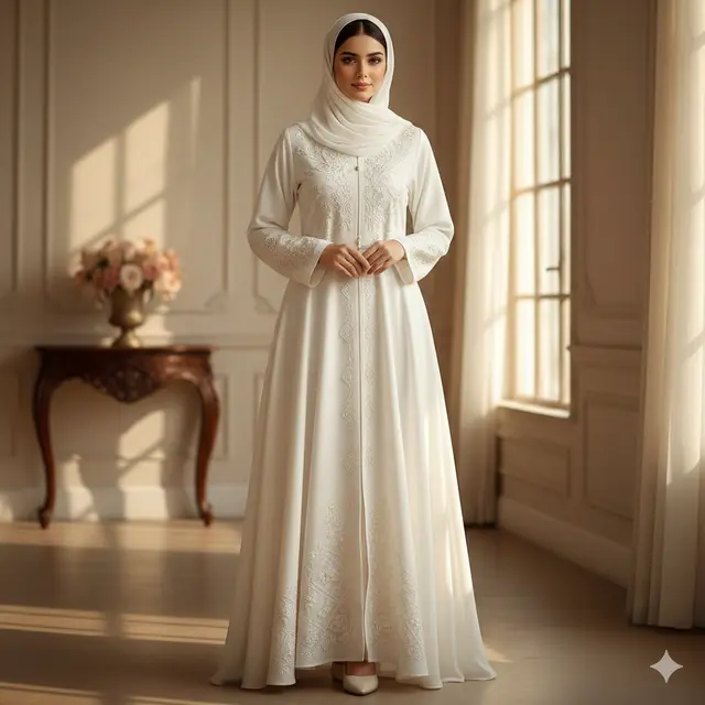 Model Gamis Abaya Putih yang Elegan
