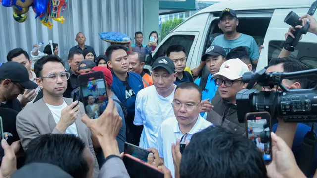 Ketua Harian DPP Partai Gerindra, Sufmi Dasco bersama Raffi Ahmad serta Marshel Widianto mendukung penuh Rahamat Mirzani Djausal  sebagai cagub Lampung pilihan Prabowo Subianto. Foto : (Istimewa)