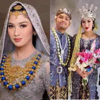 Ochi Rosdiana di hari pernikahannya dengan konsep adat tradisional. [@marlenehariman/@renzilazuardi]