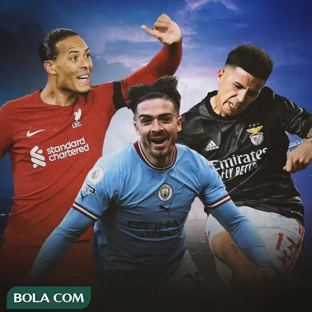Ilustrasi - Enzo Fernandez, Virgil van Dijk, Jack Grealish