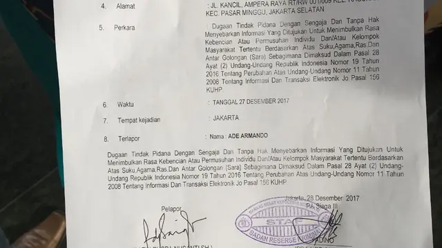 Ade Armando Dilaporkan ke Bareskrim Polri.