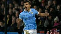 Penyerang Manchester City asal Argentina, Sergio Aguero. (AFP/Adrian Dennis)