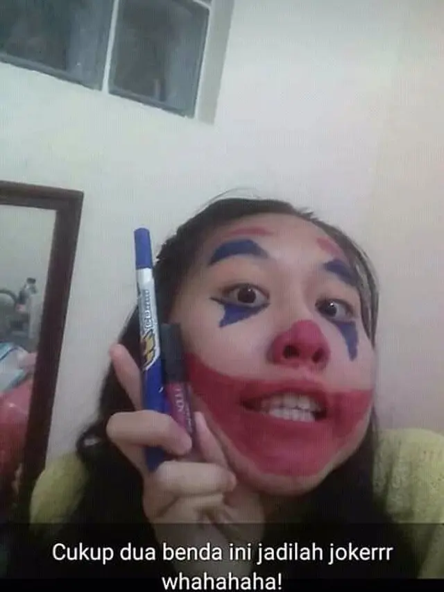 Kocak, Cewek Ini Makeup Seperti Joker Ujungnya Malah Nyesel