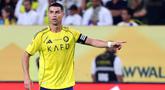 Cristiano Ronaldo menambah catatan golnya dalam laga lanjutan Liga Arab Saudi antara Al-Nassr melawan Al-Najma di Al-Awwal Park Stadium, Riyadh, Jumat (03/04/2026) waktu setempat. (AFP/Fayez Nureldine)