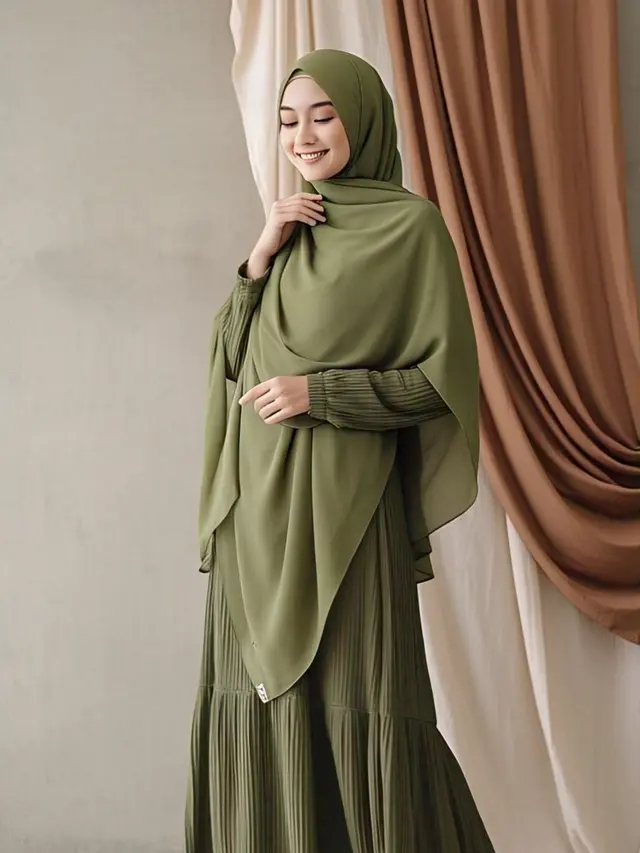 Gamis Syar’i Warna Olive Green