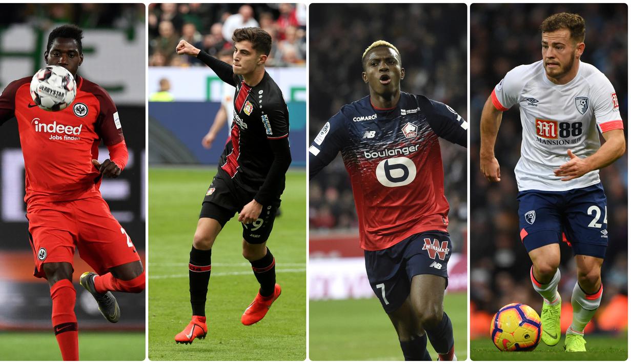 Manajer Liverpool Jurgen Klopp memberi sinyal akan membeli pemain baru pada Januari 2020 bila Liverpool memutuskan untuk meminjamkan Rhian Brewster ke klub lain. Berikut 5 pemain yang diperkirakan menjadi incaran Liverpool pada transfer 2020.(Kolase Foto AFP)