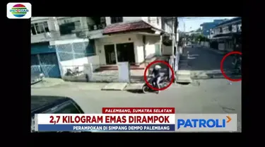 Emas seberat 2,7 kilogram dirampas perampok saat pasutri pemilik toko emas di Palembang, Sumatera Selatan, naik becak motor menuju toko.