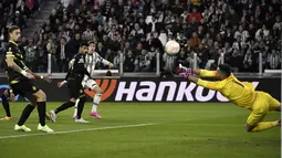 Gol tunggal kemenangan Juventus atas Sporting CP dicetak oleh Federico Gatti pada babak kedua. (Fabio Ferrari/LaPresse via AP)