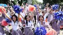 Minggu (01/06/14), Sejumlah gadis cantik pendukung Jokowi memenuhi jalan Imam Bonjol, Jakarta (Liputan6.com/Faizal Fanani)