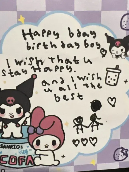 <p>Tidak hanya anak pertama, Zoe juga memberikan ucapan selamat yang manis. Tulisan tangan dalam kartu ucapan dengan gambar yang dibuat sweet banget. [Instagram/artikasaridevi]</p>