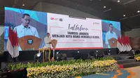 Penjabat (Pj) Gubernur DKI Jakarta Heru Budi Hartono dalam acara talkshow Transisi Jakarta sebagai Ibu Kota Negara Menjadi Kota Bisnis Berskala Global dalam Menghadapi Resesi Ekonomi, Rabu (17/5/2023). (Liputan6.com/ Winda Nelfira)