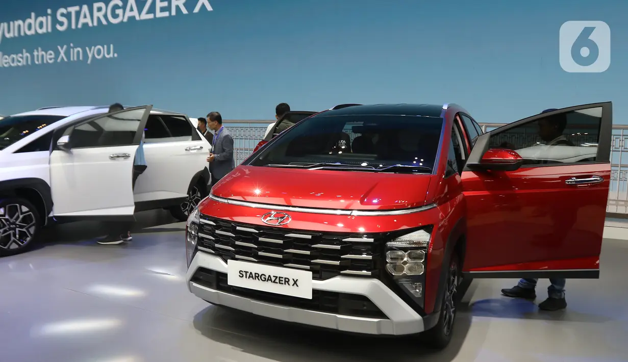 Stargazer X ini merupakan versi crossover dari Hyundai Stargazer, yang akan bertarung dengan kompetitornya, Mitsubishi Xpander Cross.  (Liputan6.com/Angga Yuniar)