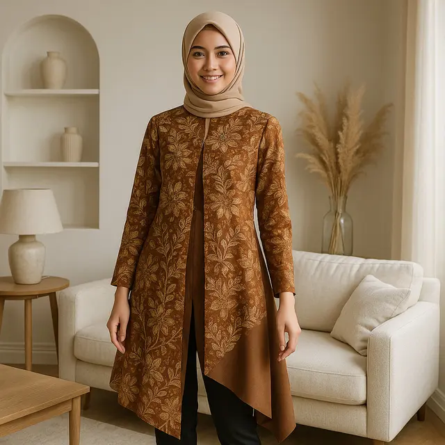 7 Model Tunik Batik Belah Depan, Nyaman dan Anggun untuk Gaya Sehari-hari